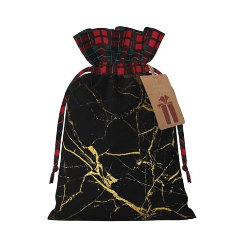 Bolsa de regalo con cordón de Navidad con estampado de papel pintado dorado y negro para bolsas de Navidad, regalos de fiesta