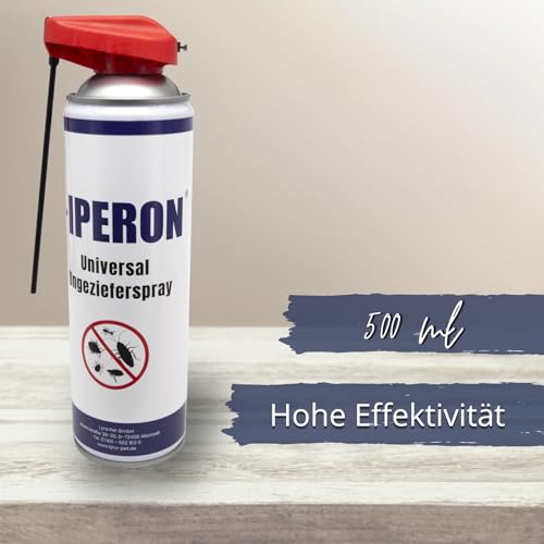 Iperon® 500 ml Universal Ungezieferspray | Sofortwirkung gegen Insekten | Mit Chrysanthemum cinerariaefolium Extrakt, Geraniol & Zitroneneukalyptusöl | Effektive Bekämpfung von Schädlingen