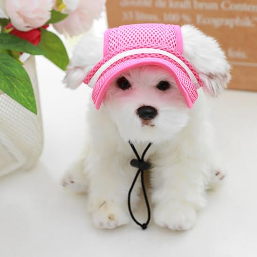 Reccisokz 1 Artikel Hundehüte Hundekappe Hundemütze Hunde Baseballmütze, Basecap Verstellbar Sonnenschutz Hut Hundecap mit Ohrlöchern für Welpen Haustier,Atmungsaktive Hundemütze mit Visier(M)