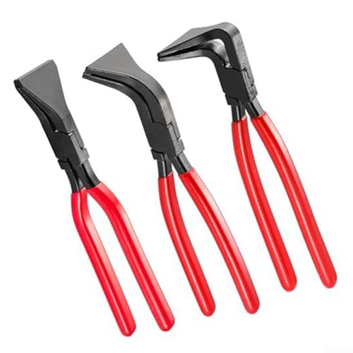 Niceminiwall 3Pcs Sheet Metal Bender Set - Sheet Metal Tools - Seaming Pliers - Straight 45/90 Degree - Automotive Metal Bending Toolset - Red Black Plier Set