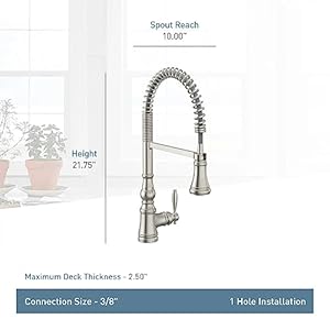 Moen Weymouth Oil Rubbed Bronze One Handle Spring Pulldown Kitchen Faucet, Farmhouse Kitchen Sink Faucet with Power Boost for a Faster Clean, S73104ORB Moen Weymouth Oil Rubbed Bronze One Handle Spring Pulldown Kitchen Faucet Farmhouse Kitchen Sink Faucet with Power Boost for a Faster Clean S73104ORB