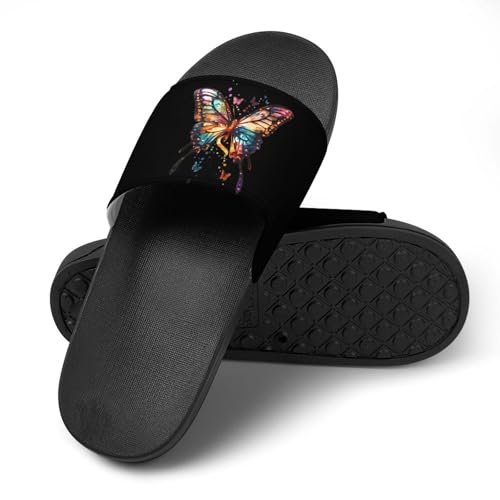 Watercolor Butterfly House Sandals Non-Slip Bathroom Slippers Beach Summer Shoes for Men Women4