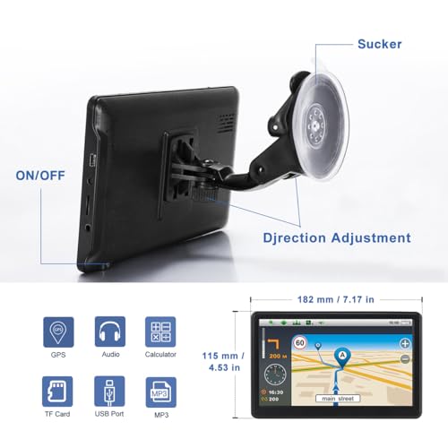 image for Ptaram GPS Navigator for Car, 2026 Map 7 inch Touch Screen Car GPS 256