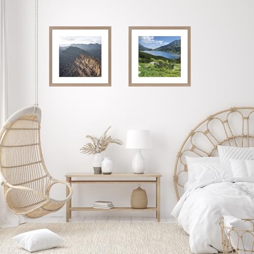 Image of JCJMY 20x20 Picture Frame Rustic Brown with 16x16 Mat, Display Photo 16x16 with Mat or 20 x 20 Without Mat, Wall Hanging Large 20x20 Poster Frame with Shatter Resistant Plexiglass, Rustic Brown