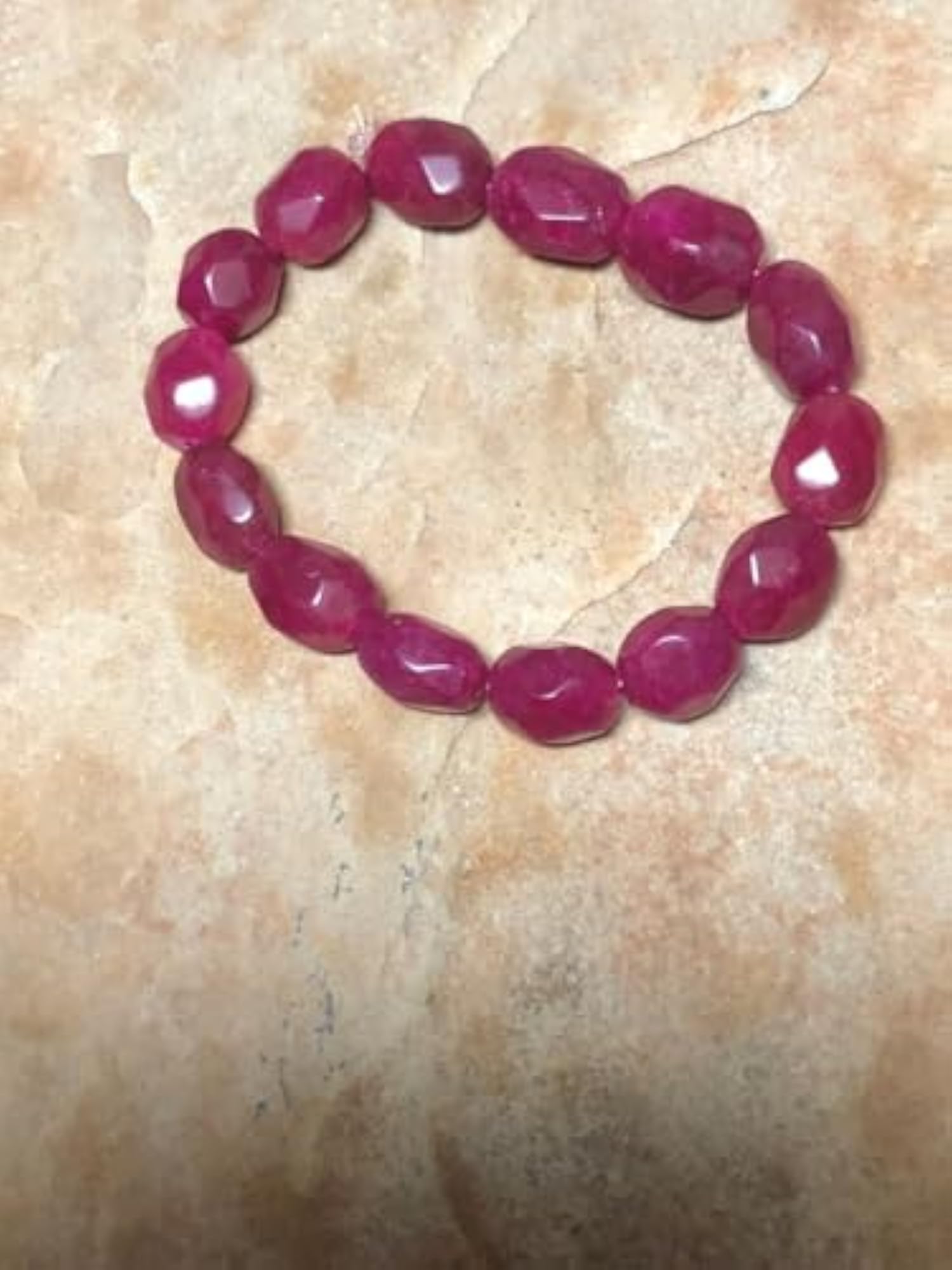 Natural Ruby 10mm Tumble Shape Bead Stretchable Bracelet, Unisex