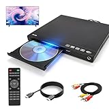 Mini DVD Player, DVD/CD Player for TV, All Region Free HDMI DVD Player for Smart TV Support 1080P Full HD with USB Input, Remote Control, AV/HDMI Cables, Compact DVDs Player for Home Use