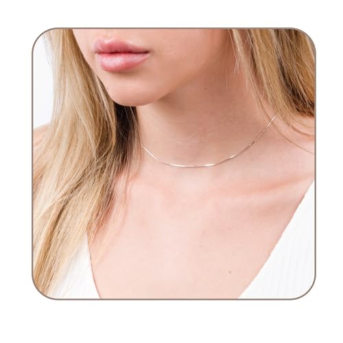 Tooliks - Sterling Silver Choker Necklace – Thin, Dainty, Sparkly,
