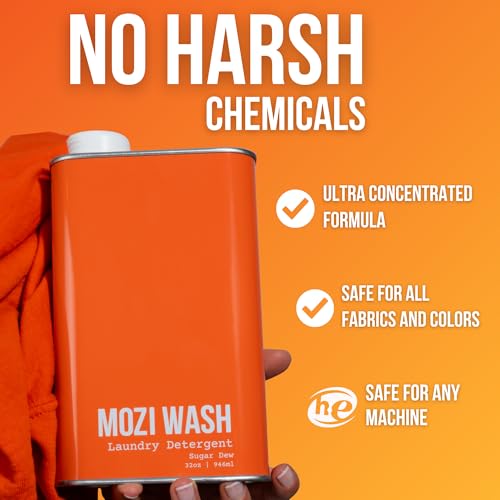 Image of Mozi Wash Laundry Detergent Liquid, Sugar Dew- Citrus & Hibiscus, 50+ Loads, Non toxic, Plant Based Enzyme Cleaners, Phosphate & Paraben Free, Long Lasting Luxury Clean, 32 oz Recyclable Bottle