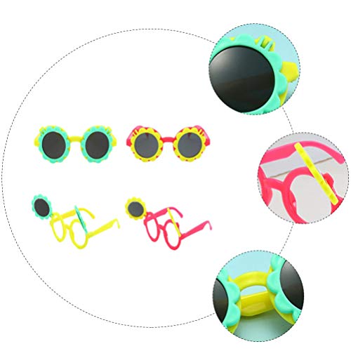 PRETYZOOM 4pcs Round Flower Sunglasses Luau Party Sunglasses Kids Sunflower Sunglasses Dance Party Sunglasses Decorative Eyeglasses Funny Eyeglasses Street Photography Child Yellow Cover2