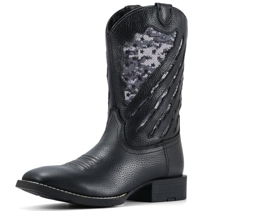 Image of SUREWAY Men's Cowboy Boots, Square Toe Pull On Soft Toe Western Boot | 10 Inch Classic men's wellington work boots,slip resistant outsole,durable,pull-on design for daily and western casual wear