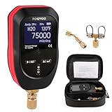 ROGVOC Digital Vacuum Gauge, Micron Vacuum Gauge Tester with 11 Units, 7/16 inch-20 UNF, HVAC 0-75000 Microns Rang, Including 1/4" SAE Fitting and T-Connector, Battery Not Included