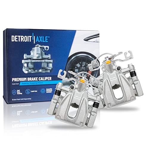 Image of Detroit Axle - Rear Drilled Rotors Calipers Brake Pads Replacement | for Ford Taurus X Freestyle Five Hundred Mercury Montego Sable - 6pc Set
