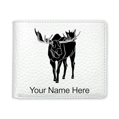 LaserGram Faux Leather Bi-Fold Wallet, Moose, Personalized Engraving Included (Golf White)