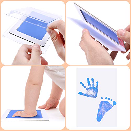 Outus 18 Stück Tintenlose Baby Stempelkissen Set Handabdruck und Fußabdruck Kits Sichere Stempelkissen mit 12 Abdruckkarten Saubere Hund Pfotenabdruck Stempel Set für Familie Baby Shower (S)