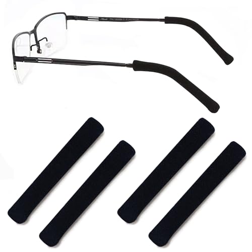 RUOXIXI 2 Paires Protège Branche Lunettes, Antidérapant Tricot, Anti-Glisse, Accessoires pour Lunettes de Soleil et de Lecture (Noir)