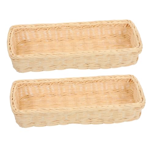 TEMPNAP 2Piezas Cesta De Mimbre Para Cubiertos Utensilios De Ratan Para Cucharas Tenedores Almacenamiento De Cocina Organizador De Utensilios
