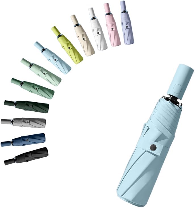 erised's bifrostTravel Folding Umbrella Automatic Open/Close Handle Coating Layer Fabric Blocking/Portable Golf/Car Compact Umbrella/Lightweight Small Backpack/Rain Sun Anti UPF 50 UV Protection 99.9% /Men Women Kids