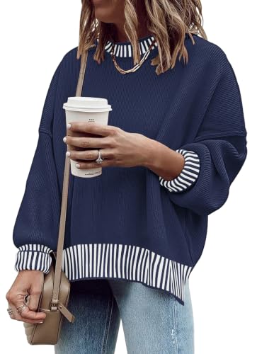 Image of Womens Oversized Sweaters Fall 2026 Fashion Clothes Colorblock Knit Tops