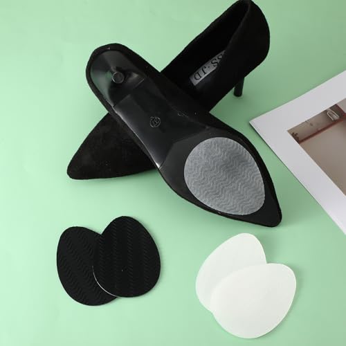 Image of Kifmurase 12Pcs Black Non-Slip Shoe Pads, Thickened Non-Skid Rubber Protector on Bottom of Shoes for Heel, Noise Reduction Shoe Cushion Self-Adhesive Anti-Slip Sole Sticker for Women Men (Black+Clear)