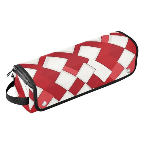 Estuche de viaje 2 en 1 para rizador y alfombrilla resistente al calor, portátil para planchas, rizadores y alisadores, blanco y rojo miniatura 1