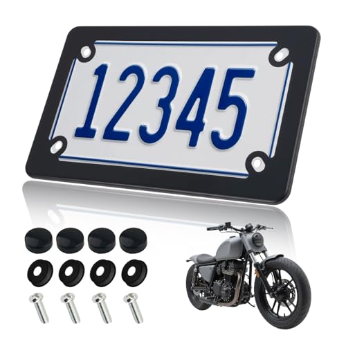 Stainless Steel Motorcycle License Plate Frame High Strength Motorcycle Plate Frame for Anti-Scratch Protection Universal Motorcycles Tag Frames Kit with Screws & Washers
