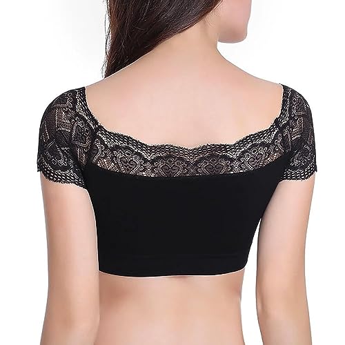 Image of DRESHOW Lace Bralette Tank Tops Wireless Bra Lace Crop Top Removeable Pads Yoga Sports Bra Undershirt for Women & Teens
