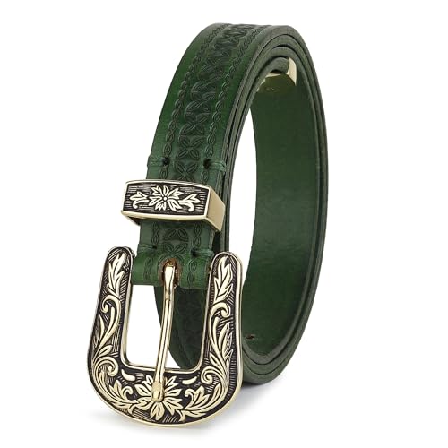 Image of 25mm Genuine Leather Waist Belt for Women - Fancy Vintage Buckle Belt For Jeans | Stylish Adjustable Party Belt For Ladies /Girls /Women | Waist Size 28-44 Inches