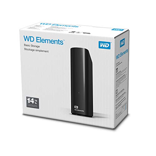 Western Digital WD Elements Hard Disk Esterno, Desktop, USB 3.0, 14 TB, Nero