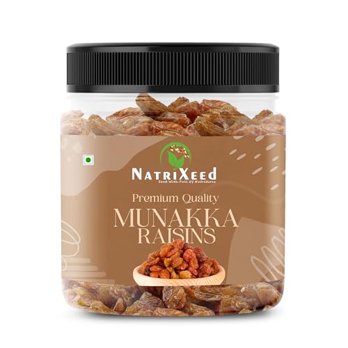 Image of NatriXeed King Size Kishmish Raisins Munakka 1kg | Munakka Dakh with Seed 1000gram | Dry Fruits and Nuts 1000g | Dry Fruit1000gm
