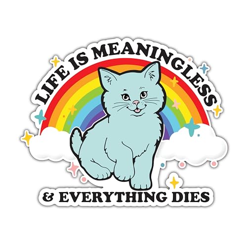 THATS IT! Life is Meaningless & Everything Dies/Cute Nihilism Stickers | Decal Car Bumper | Indoor Outdoor Window Sticker | Vinyl Decal for Laptop, iPad | Waterproof & Long Lasting | TI – 360