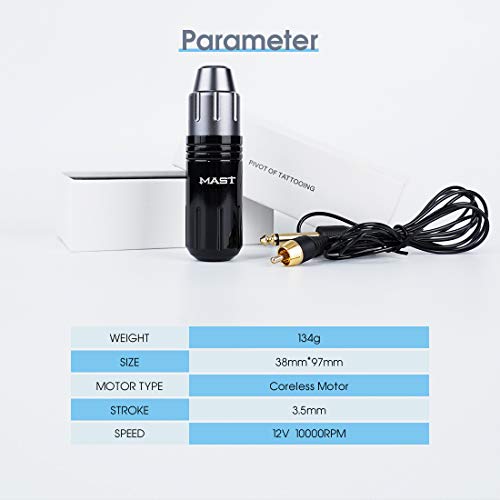 Mast Flex Rotary Tattoo Pen Tattoo Machine Coreless Motor Grip Diameter 38mm With RCA Cord - Afbeelding 6