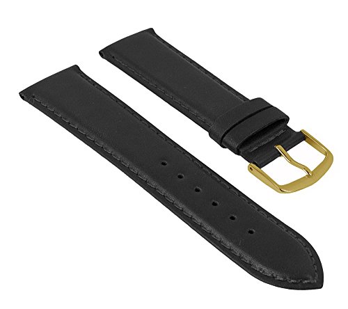 Preisvergleich Produktbild Büffelkalb Ersatzband Uhrenarmband Kalbsleder Band XL Länge Schwarz 26405G, Stegbreite:26mm