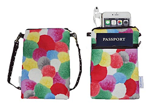 Image of Taianda Dual Zipper Women Cell Phone Crossbody Pouch Bag (Puffer Ball)