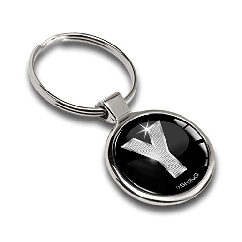 Skino Llavero con Letra de la A a la Z con Iniciales del Alfabeto, Accesorios para Hombres y Mujeres, Llavero de Regalo, Letra Plateada (Y), KK 25