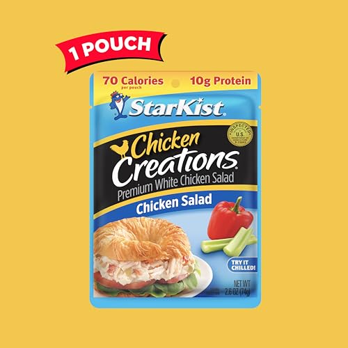 Image of StarKist Chicken Creations Chicken Salad Pouch (2.6 oz) Fully Cooked High Protein White Meat, Gluten Free, Soy Free, No Draining, Ready to Eat for Salad and Sandwiches (Pack of 4)