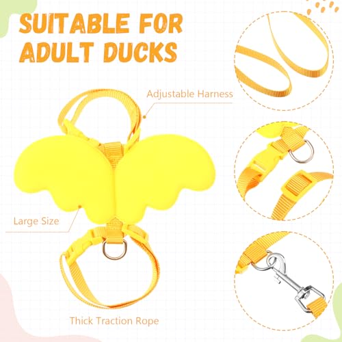 Image of SATINIOR 3 Pack Harness and Leash for Pet Ducks, Real Duck Collar and Leash Soft and Adjustable Harness Training Traction Rope Collar for Young Adult Pet Goose Chicken Hen(Pink Green Yellow,M)