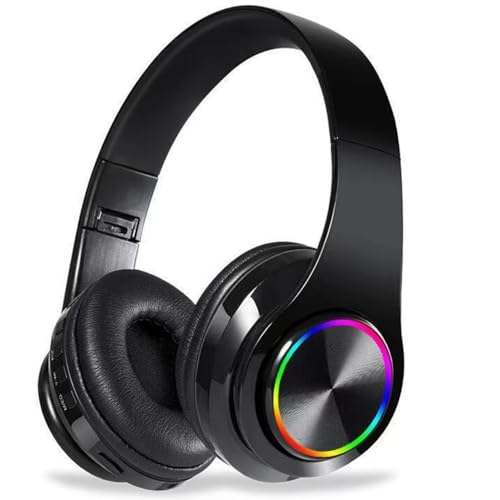 MGHOAQFRS Bluetooth Headphones Over Ear, Noise Reduction Wireless Headphones with Microphone/Deep Bass, HiFi Stereo Foldable Lightweight LED Headset for PC Home Travel Office