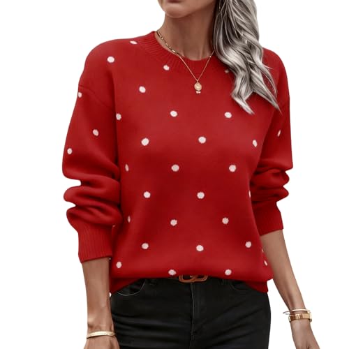 Polka Dot Sweater Women Dressy Casual Cozy Tunic Sweater Polka Dot Top - image 1