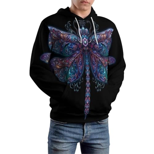 Pull à capuche art fantastique idée cadeau originale sweat libellule unisexe - 5