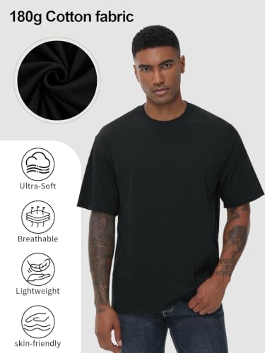 Image of KEEPSHOWING Mens Oversized Short Sleeve T-Shirts Cotton Loose Fit Tees