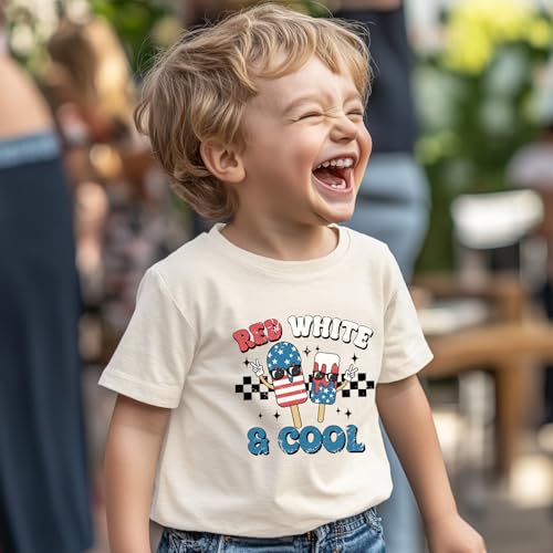 Image of Kid 4th of July T-Shirts Boys Girls American Flag Shirt Patriotic Top Short Sleeve Tees 2-12 Years