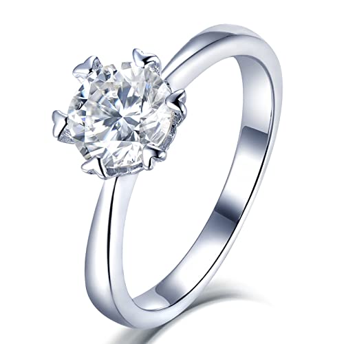 Bague solitaire en argent véritable femme avec pierre cœur 6 griffes classique