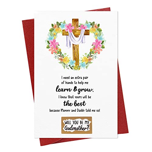 Petcee Will You Be My Godmother Scratch Off Card 4"X6" Religious Godmother Proposal Card Godmother Birthday Christmas Gift Card For Women Aunt Auntie, I Need An Extra Pair Of Hands #TOP8