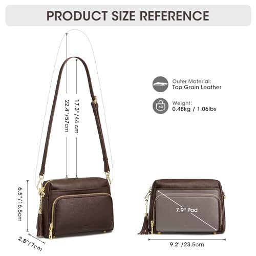 Image of Kattee RFID Genuine Leather Crossbody Bag for Women Small Purse | Top Grain Pebbled Leather. Compact Size. Built-in wallet. Anti-theft design for security. Ideal for daily, travel & work
