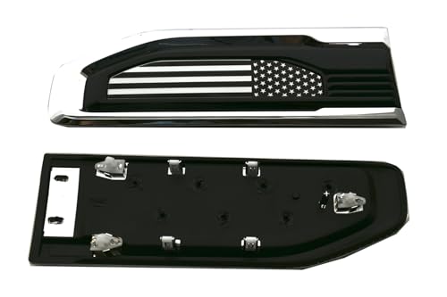 Image of Pair Set Turbo Diesel Emblems Side Vent Logo Compatible with 2020-2025 Sierra 1500 Dura-max Turbo Diesel Badge Kit 86532091 (Flag-Chrome White)