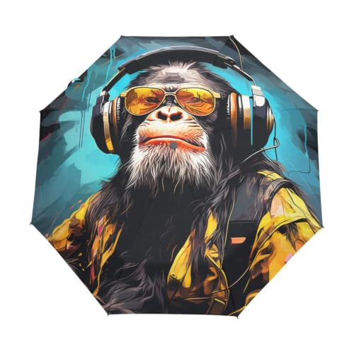 Parapluie chimpanzé musique pliant automatique léger fille et enfant