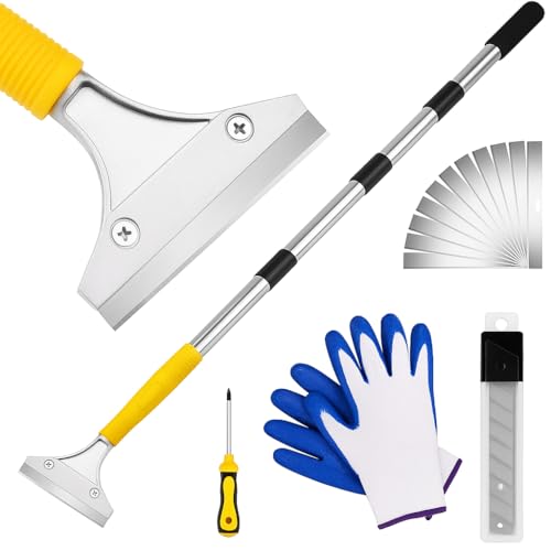 DIYSELF Scraper Tool 5.4ft (65in) Adjustable Floor Scraper Long Handle Heavy Duty Paint Scraper 4...