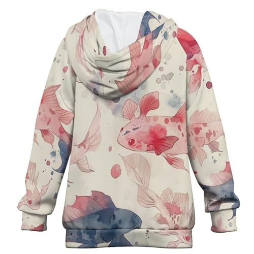 Watercolor Pink Axolotl PatternChildren's Raglan Sleeve Hoodie, Suitable for Home And Outdoor Use14-15Y2