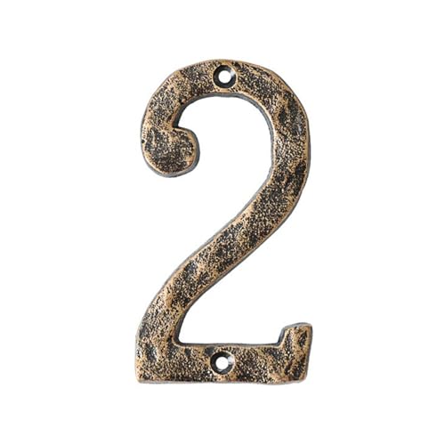 Números casa 5,5 pulgadas con tornillos - Número puerta moderno metal, números dirección hierro fundido bronce, cartel dirección, para exterior, buzón, apartamento, jardín, habitación(2)