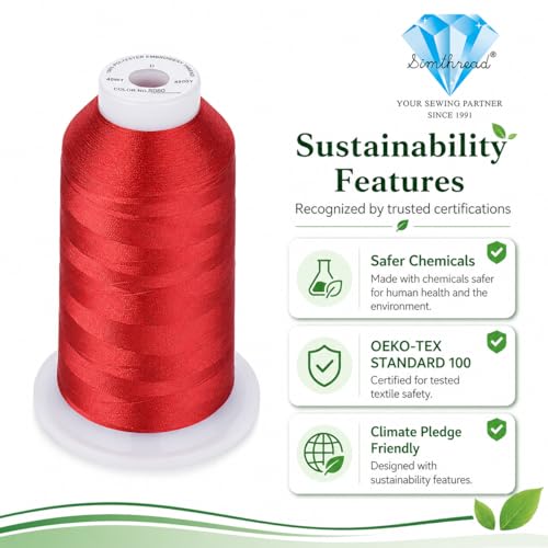 Image of Simthread 5500Yds /5000M 40WT Polyester Embroidery Thread Raspberry S083 | High-yardage 5000M spool offers smooth feeding and stable 40WT polyester thread for home and commercial embroidery machines.